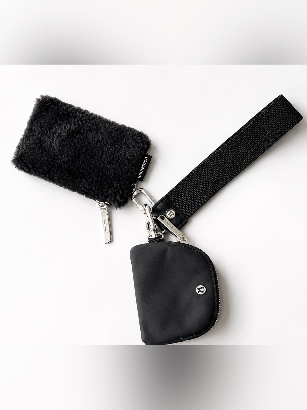 Lululemon Dual Pouch Wristlet Black Coin Purse Card Holder Set